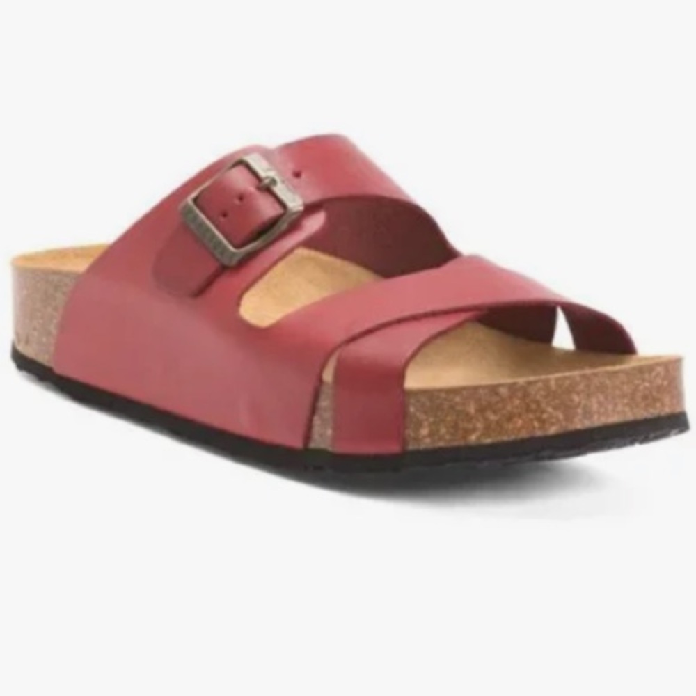 Plakton Malaga Red Adjustable Slide Sandals Size 9